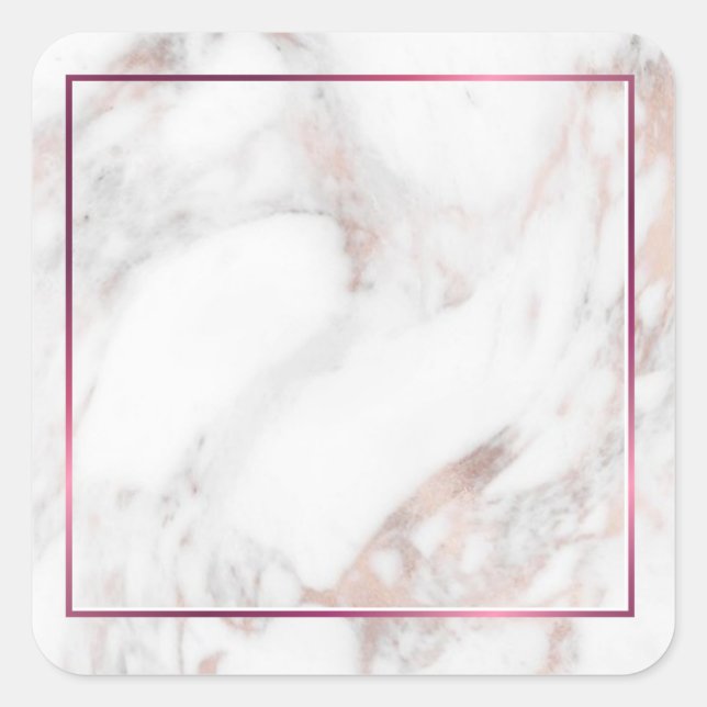 Rose Gold Marble Blank Template Custom Modern Square Sticker (Front)