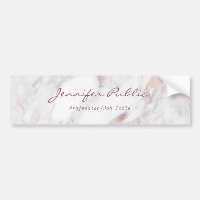 Rose Gold Marble Calligraphy Script Elegant Modern Bumper Sticker (Front)