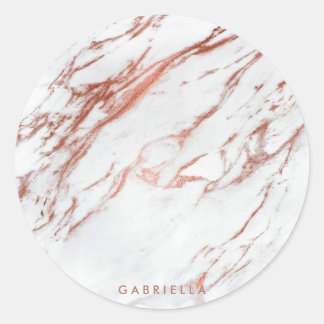 Rose Gold Marble Classic Round Sticker