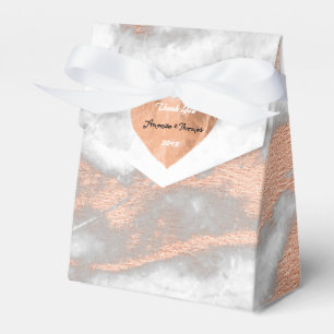 Rose Gold Marble Copper Heart 16th Wedding Favour Favor Box