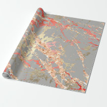 Rose Gold Marble Coral Grey Bright Pink Abstract