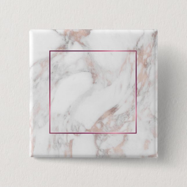 Rose Gold Marble Custom Elegant Blank Template 2 Inch Square Button (Front)