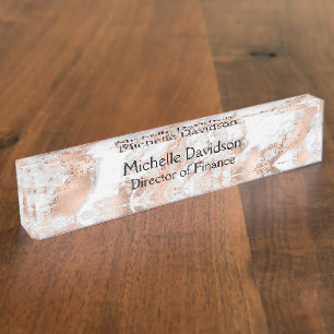Rose Gold Marble Executive Nameplate