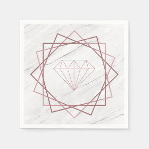 Rose Gold Marble Geometric Diamond Napkin