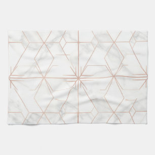Rose Gold Marble Geometric Pattern Kitchen Towel