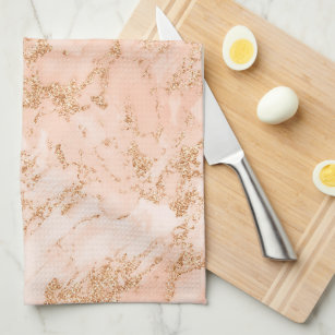 Rose Gold Marble Glitter Kitchen Towel