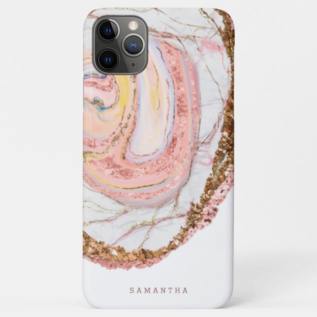 Rose Gold Marble Glitter Monogram Case-Mate iPhone Case (Back)