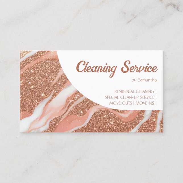 Rose Gold Marble Glitz Glam Business Card (Front)