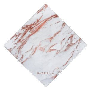 Rose Gold Marble Graduation Cap Topper