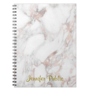 Rose Gold Marble Handwritten Elegant Template Notebook