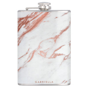 Rose Gold Marble Hip Flask