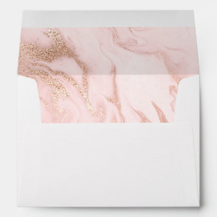Rose Gold Marble Lined Wedding Envelope