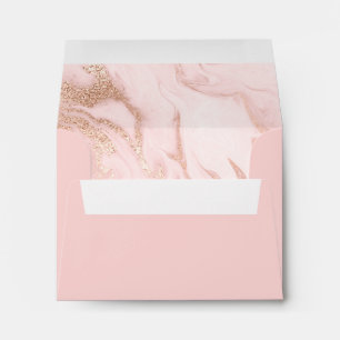 Rose Gold Marble Lined Wedding RSVP Envelope