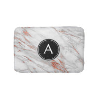 Rose Gold Marble Monogram Bath Mat