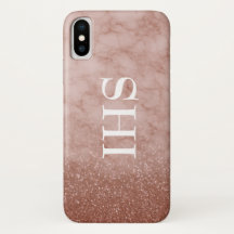 Rose Gold Marble Monogram Phone Case