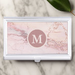 Rose Gold Marble Monogrammed Business Card Holder<br><div class="desc">Rose Gold Marble Monogrammed Business Card Case. This trendy chic business card holder for women,  fits perfectly on your desk or in your purse. Personalize with your own custom name or initials.</div>