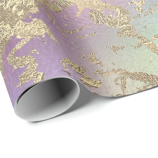 Rose Gold Marble Pastel Unicorn Urban Abstract Wrapping Paper (Roll Corner)