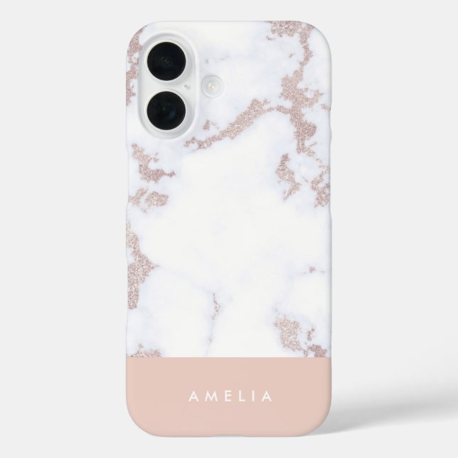 Rose Gold Marble Personalized Case-Mate iPhone Case (Back)