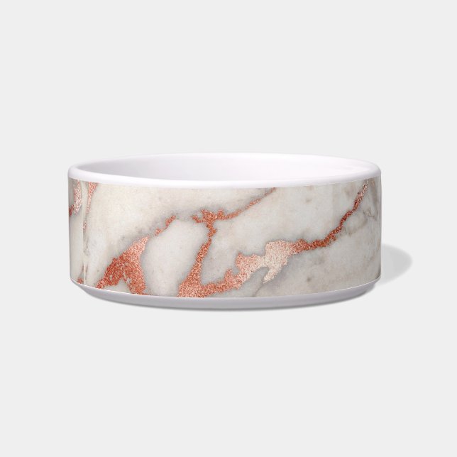 Rose Gold Marble Pet Bowl (Front)