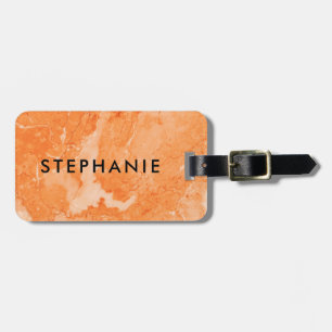 Rose-Gold Marble Print Bold Monogram Luggage Tag
