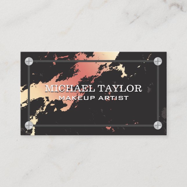 Rose Gold Marble | Screws Business Card (Front)
