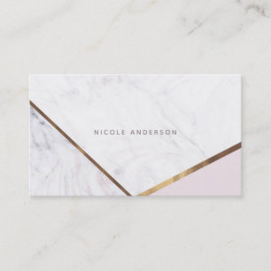 Rose Gold Marble Swirl & Blush Pink Bronze Glam Business Card