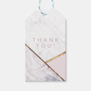 Rose Gold Marble Swirl & Blush Pink Bronze Glam Gift Tags