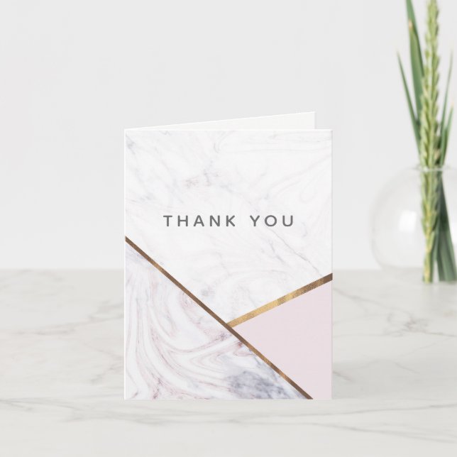 Rose Gold Marble Swirl Blush Pink Bronze Thank You (Front)