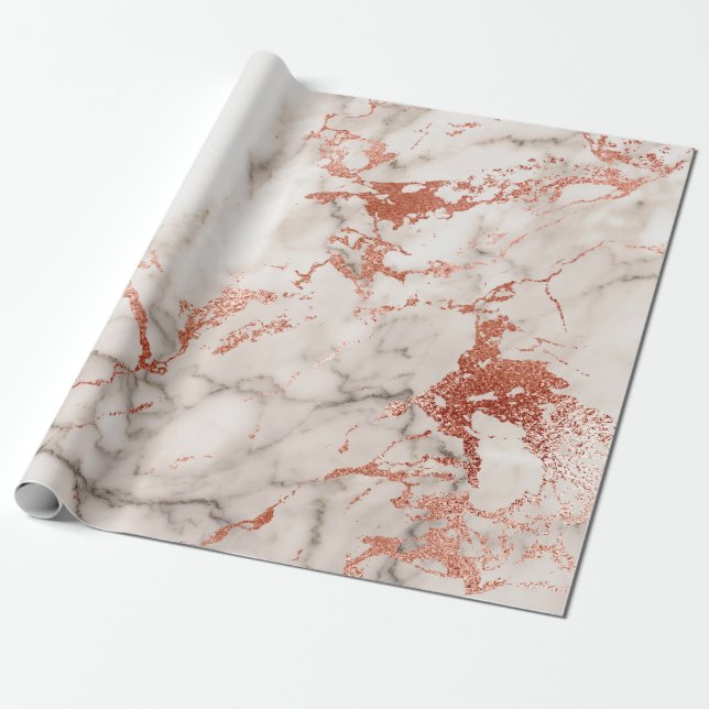 Rose Gold Marble Texture 2 Wrapping Paper (Unrolled)