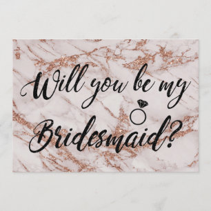 Rose Gold Marble Texture Bridesmaid Proposal Invitation