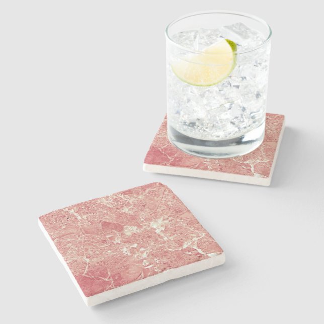 Rose Gold Marble Texture Stone Coaster (Side)