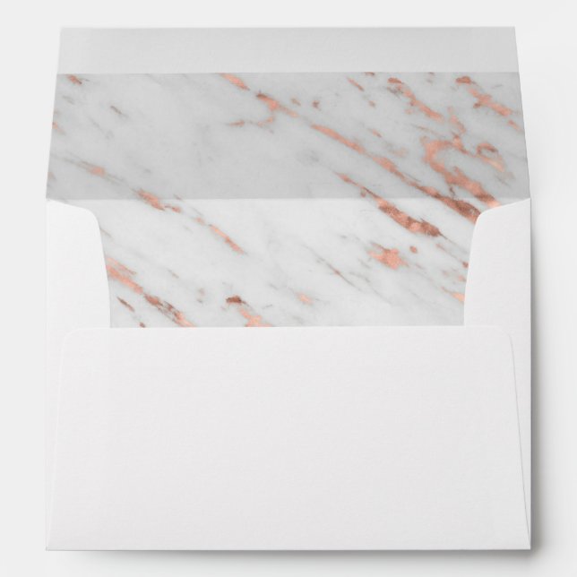 Rose Gold Marble Wedding Invitation Envelopes (Back (Bottom))