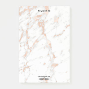 Rose Gold Marble White Grey White Lux Name Adress Post-it Notes