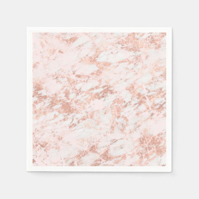 Rose Gold Marbled Elegant Modern Wedding Napkin (Front)