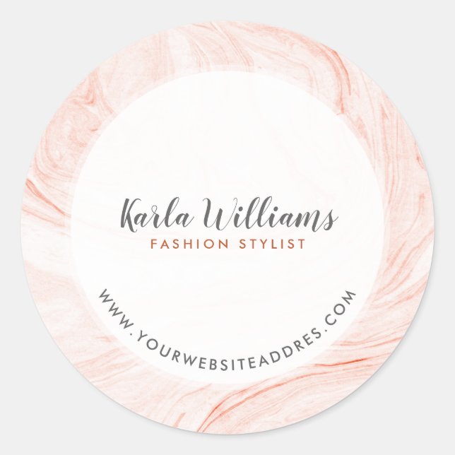 Rose-gold Marbling Swirls Classic Round Sticker (Front)