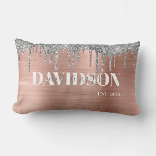 Rose Gold Mariage personnalisé Lumbar Coussin