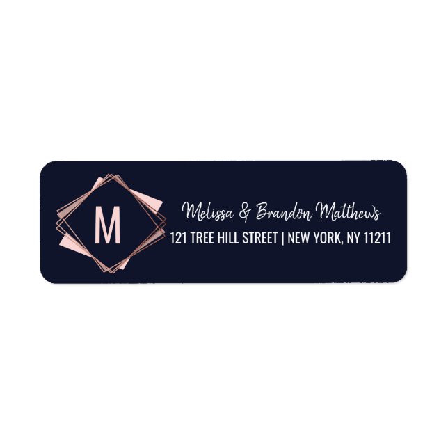 Rose Gold Marine Blue Mauve Adresse géométrique (Devant)