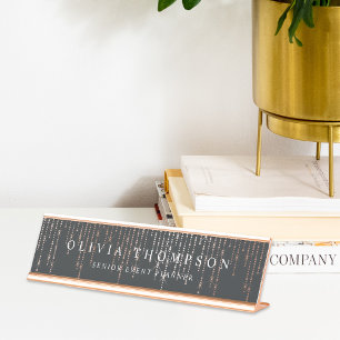 Rose Gold Marquee Desk Name Plate