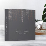 Rose Gold Marquee Personalized Binder<br><div class="desc">Keep track of your product inventory, appointments, customer data and more with this chic grey binder. Design features two lines of custom text in classic white lettering on a medium grey background with strands of faux rose gold foil string lights cascading from the top. Add additional custom text to the...</div>