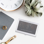 Rose Gold Marquee | Personalized Business Card Holder<br><div class="desc">Elegant business card holder features your name and/or business name in classic white lettering on a rich medium grey background with cascading strands of faux rose gold foil string lights.</div>
