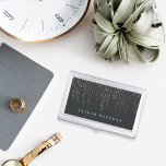 Rose Gold Marquee | Personalized Business Card Holder<br><div class="desc">Elegant business card holder features your name and/or business name in classic white lettering on a rich soft black background with cascading strands of faux rose gold foil string lights.</div>