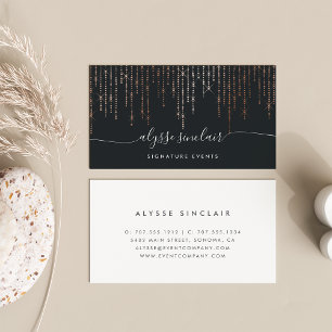 Rose Gold Marquee Signature Calligraphy Script Business Card