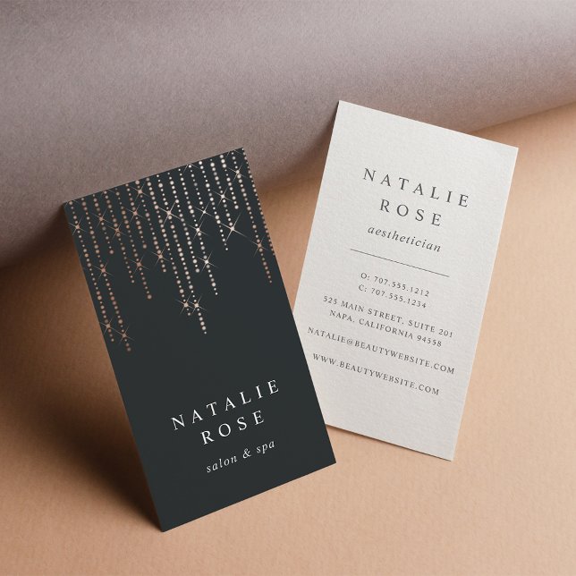 Rose Gold Marquee Vertical Business Card (Creator Uploaded)