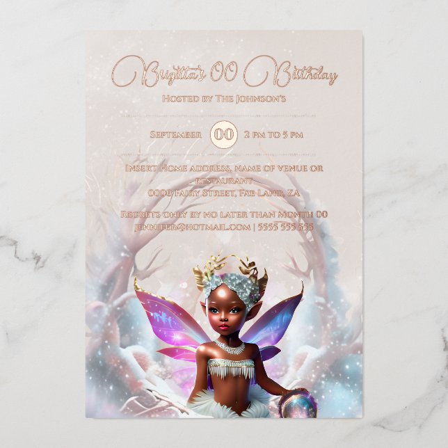 Rose gold melanin fairy winter whimsical portal (Front)