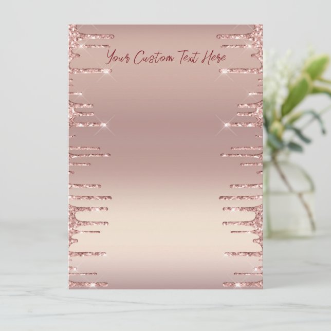 Rose Gold Menu Custom Text - Your Font and Colours (Standing Front)