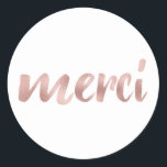 Rose gold merci stickers, foil font classic round sticker<br><div class="desc">Alphabet clipart by PeDeDesigns</div>