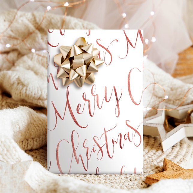Rose Gold Merry Christmas Calligraphy Holiday Wrapping Paper (Rose Gold Merry Christmas Calligraphy Holiday Wrapping Paper)