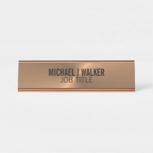 Rose Gold Metal Effect Desk Name Plate
