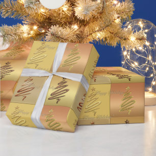 Rose Gold Metallic Christmas Tree Wrapping Paper