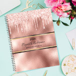 Rose gold metallic elegant glitter monogram 2024 planner<br><div class="desc">A rose gold and faux gold metallic looking background with a rose gold and faux gold band. Decorated with rose gold faux glitter drips, paint dripping look. Personalize and add a year, your name and a title on front. Black letters. The name is written with a modern and trendy hand...</div>